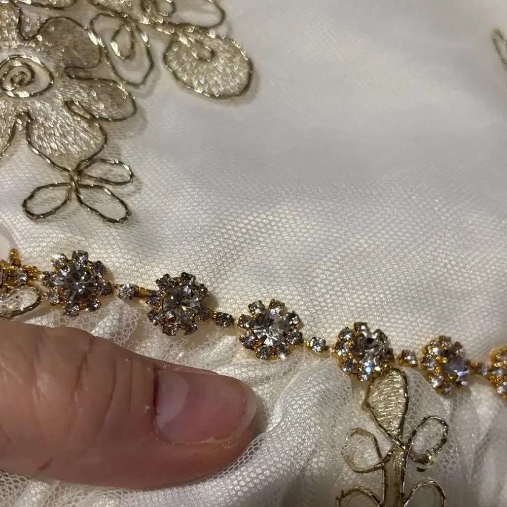 Rare Editions 7 Ivory Dress with Gold Embroidery on tulle very dressy nwt